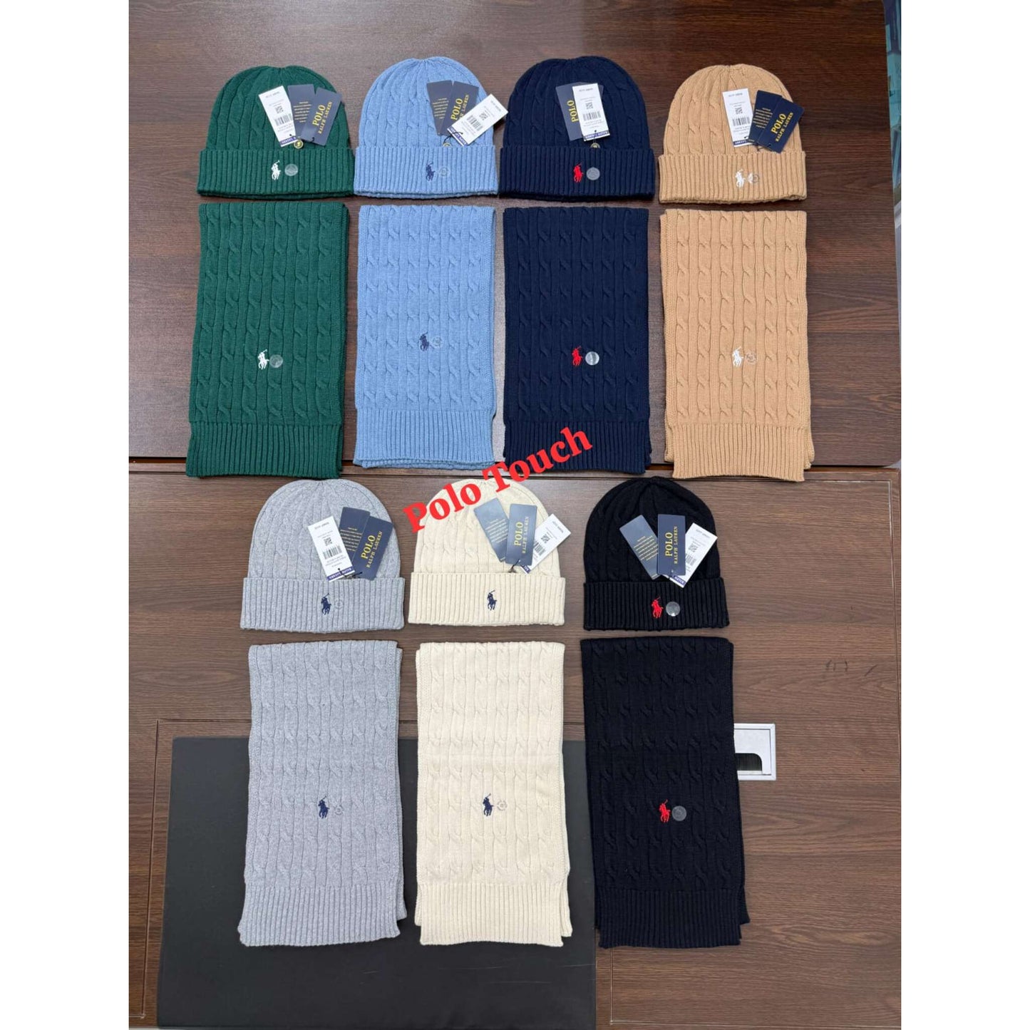 Polo Style Beanie Scarf Set Wholesale Winter Accessories