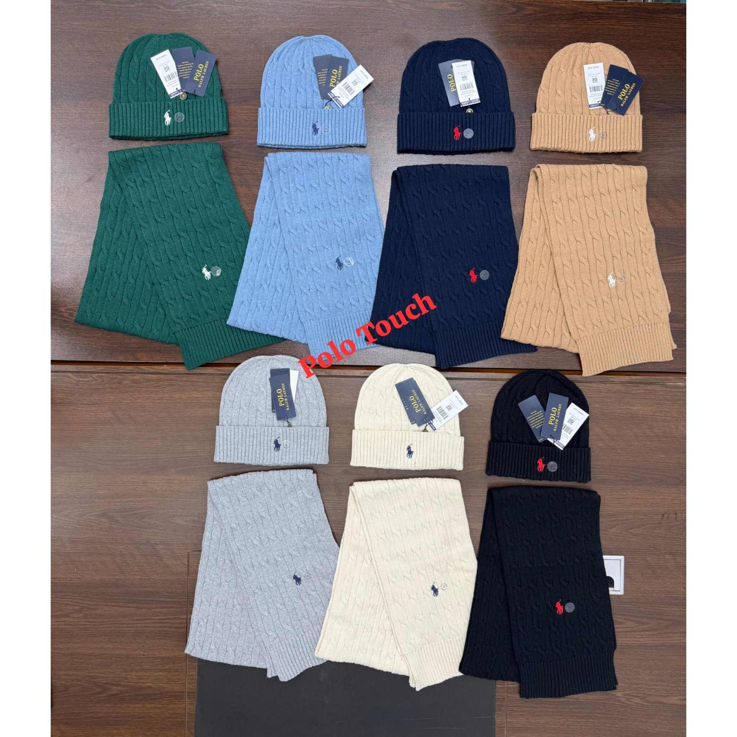 Polo Style Beanie Scarf Set Wholesale Winter Accessories