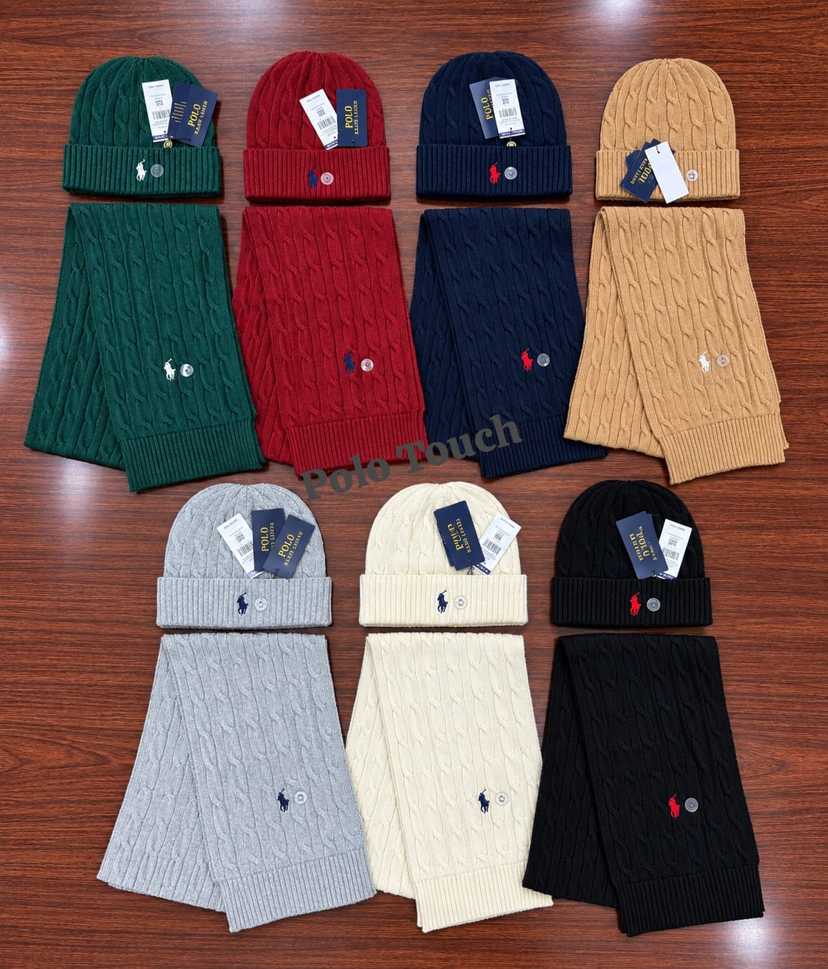 Polo Style Beanie Scarf Set Wholesale Winter Accessories
